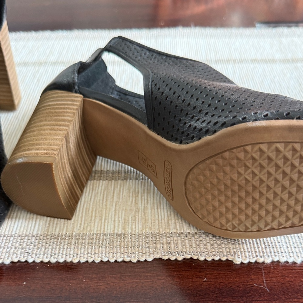 AEROSOLES Black Perforated Heeled Boots - Picture 2 of 3